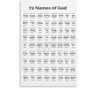 XGINERFEX Hebrew Letters Art 72 Names of God Kabbalah Poster Spiritual Wall-Art for Space Home Office Inspirational Decor Canvas Print(Framed,08x12inch(20x30cm))
