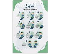 XGINERFEX How To Pray In Islam For Muslims Salah Guide Step By Step Islamic Prayer Namaz Wudu Dua Learning(Framed,16x24inch(40x60cm))