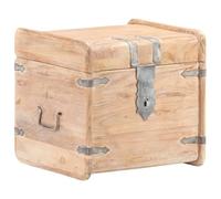 XHNIFBN Baúl de madera maciza de acacia, 40 x 40 x 40 cm, caja de | Cofre del tesoro compacto de madera auténtica para dormitorio y sala de estar. Con pestillo, asas de transporte y tapa fija.