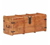 XHNIFBN Baúl de madera maciza de acacia, 90 x 40 x 40 cm | Baúl del tesoro resistente para dormitorio y sala de estar, tapa plana como mesa de café, asas laterales de transporte.