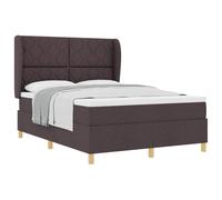 XHNIFBN Cama con somier de 160 x 200 cm, color marrón oscuro, con somier, espuma ortopédica, cabecero de altura ajustable, diseño moderno, duradero, para dormitorios y habitaciones de invitados