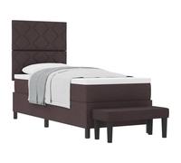 XHNIFBN Cama con somier de 80 x 200 cm, color marrón oscuro, con colchón y somier, diseño moderno, cabecero ajustable, cama de invitados compacta para dormitorio, dormitorio juvenil y habitación de