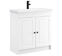 XHNIFBN Juego de muebles de baño, color blanco, lavabo con armario bajo 78,5 x 37,5 x 81 cm, muebles de baño de madera con lavabo y grifo, espacio de lavado para baño