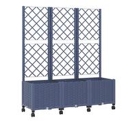 XHNIFBN Macetero con enrejado y ruedas, cama elevada móvil con enrejado para balcón y jardín, jardinera de polipropileno para plantas trepadoras, color gris azulado, 120 x 40 x 146 cm
