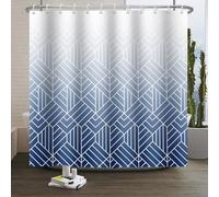 Xiaoterna 120x200cm Rayas abstractas Modernas Cortina de Ducha Blanco Azul Gradiente Líneas Impermeable Poliéster Cortina de baño Geometría Estética Resistente al Moho Tela Decorativa de baño