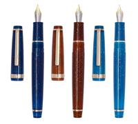XIAOYU Jinhao 82 de acrílico Pluma estilográfica, 3 unidades, plumín de iridio con detalles dorados y convertidor de tinta, Pluma clásica y transparente con fluorescencia, Plumín extrafino (0,38 mm)