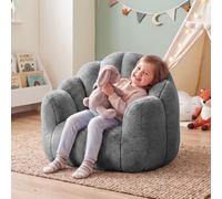 XIAPIA Sillón Puff Infantil, Sofa Infantil con Reposabrazo, Incluye Relleno | Sillón para Niño Acolchado con Respaldo, Sofá Niño con Forma Concha, Bean Bag para Habitacion Infantil/Dormitorio/Salon,Gris