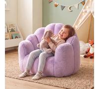 XIAPIA Sillón Puff Infantil, Sofa Infantil con Reposabrazo, Incluye Relleno | Sillón para Niño Acolchado con Respaldo, Sofá Niño con Forma Concha, Bean Bag de Habitacion Infantil/Dormitorio/Salon,Morado