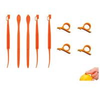 XiaZhiZhen Pelador de Naranjas y Cítricos - Herramienta de Cocina de Plástico para Frutas - Fácil de Usar para Limón, Shaddock y Naranja - Juego de 9 (Naranja)