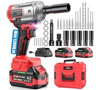 XIAZIR Llave de impacto a bateria 1200 N·m 3-en-1 / Atornillador de Impacto/Taladro de Impacto - Alto Par 1/2" con Motor Brushless, 2× Baterías 4.0Ah, Vasos, Brocas y Puntas