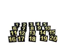 XIEHYA Placas de números tipo 1-40V, conjunto tarjetas mesa, marcadores posición for restaurantes, hoteles, eventos, etiquetas asiento boda Para Banquete(Black 1-20)