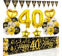 Xietaea Globos decorativos para 40 cumpleaños para hombres y mujeres, globos de decoración de cumpleaños con números gigantes y banderines para 40 años de fiesta de cumpleaños