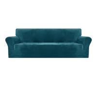 XINEAGE Fundas de Sofá de Terciopelo, Funda de Sofá 4 Plazas, Fundas Sofa Elasticas, Fundas de Sofa Ajustables para Perros Mascotas, Protector Sofa Antideslizante (4 Plazas, Verde Negruzco)