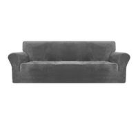 XINEAGE Fundas de Sofá de Terciopelo, Funda de Sofá 4 Plazas, Fundas Sofa Elasticas, Fundas de Sofa Ajustables para Perros Mascotas, Protector Sofa Antideslizante (4 Plazas, Gris)