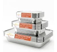 Xinfuquan 36 Bandejas de Aluminio para Barbacoa con Tapa, 12 Piezas de Cada Especificación: 1900ml/650ml/410ml, Bandejas Reutilizables para Hornear, Cocinar y Uso en Horno