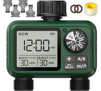 XinFuture Programador de Riego 2 Salidas, LCD Grande Temporizador de Riego | Ordenador de Riego Automatico con Retraso por Lluvia, Control de Riego Manual/Automático, Programador de Riego para Jardín