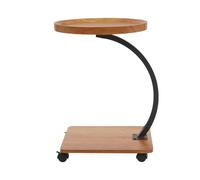 Xingfx Pequeña mesa auxiliar en forma de C con 4 juegos de ruedas y 2 frenos Sofá Mesa de café portátil para salón, dormitorio, mesita de noche