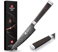 XINZUO 13,5cm Cuchillo Universal de Cocina 67 Capas de Acero de Damasco | Cuchillo para Pelar Profesional Forjado a Mano 12Cr18MoV de Acero -Mango de Madera de Ébano -con Caja de Regalo