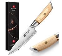 XINZUO 13cm Cuchillo Universal Acero Compuesto Cuchillo para Pelar, Acero Inoxidable Cuchillo de Fruta Multifunción Cuchillos de Cocina Profesional -Mango de Madera Pakka