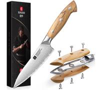 XINZUO Acero Compuesto 13,5cm Cuchillo Universal de Cocina -Multifunción Afilada Cuchillo para Pelar de Fruta Acero Inoxidable -Esenciales para la Cocina -Mango de Madera de Olivo
