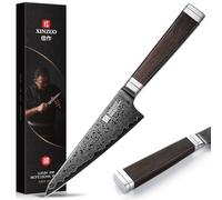 XINZUO Acero de Damasco 14,9cm Cuchillo Honesuki -Cuchilla Negra -Cuchillo Chef Universal de Cocina Forjado a Mano Hojas Afiladas -para Carne, Pescado, Frutas y Verduras -Mango de Madera de Ébano