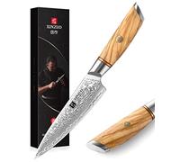 XINZUO Cuchillo Universal, 13cm Cuchillo para Pelar Acero de Damasco, Afilado Cuchillo de Fruta Cuchillos de Cocina Multifuncional Cuchillo Chef -Ergonómico de Mango de Madera de Olivo