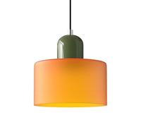 XIRYTU-H 20CM Lámpara Colgante de Vidrio Estilo Escandinavo, Lámpara de Techo E27, Altura Ajustable, Metal y Vidrio, Iluminación Moderna para Cocina, Comedor, Salón, Bar, Cafetería (Naranja)