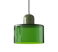XIRYTU-H 20CM Lámpara Colgante de Vidrio Estilo Escandinavo, Lámpara de Techo E27, Altura Ajustable, Metal y Vidrio, Iluminación Moderna para Cocina, Comedor, Salón, Bar, Cafetería (Verde Brillante)