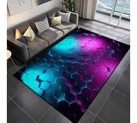 Xisnuient Alfombra 3D Hexagonal Efecto Luminoso, Alfombra Gaming Antideslizante,Decorativa Geométrica para Salón, Habitación y Setup Gaming (Color-2,100x150cm)