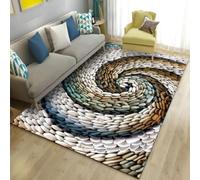 Xisnuient Alfombra 3D Ilusión Óptica Piedras Antideslizante para Salón y Dormitorio (Color-3,120x180cm)