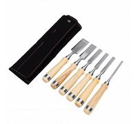 Xiuganpo Juego de Cinceles para Madera de 6 Piezas, Hoja de 8 Mm, 14 Mm, 16, 18, 30, 38, Bordes Biselados de Acero CRV, con de Madera y Cubiertas de Protección, para Tallado