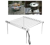 Xiuganpo Parrilla Portátil para Barbacoa, Parrilla de Carbón Plegable Ultraligera de 12,8 Onzas, Portátil de Acero Inoxidable con Tubo de Transporte para Acampar, Senderismo, Playa, Picnics,