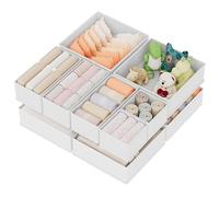 XIVIRACK Juego de 10 Organizador Cajones Cajas Almacenaje Plegables de Tela Para Guardar Ropa, Organizadores de Cajones No Tejidos, Calcetines, Ropa Interior, Blanco