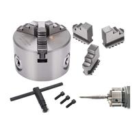 Xiwhuua Platos de Torno para Torneado de Madera | Adaptador Autocentrante de 3 Mordazas | Mandril de Torno Manual para Madera de 80 mm - Para Fresadora Impresora 3D Grabador Taller De Carpinteria