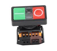 Xixian 220V CA Interruptor de Botón Doble con Indicador Luminoso LED para | Circuito momentáneo NO NC, configurable en rojo y verde, carcasa metálica compacta, compatibilidad con panel de control