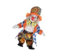 Xjdzineq Estatua de cerámica artesanal para animador, cara y patas flexibles, 16 cm, adorno de casa de temporada con disfraz brillante de cerámica de payaso