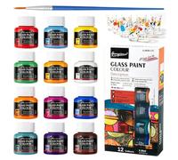 XJJAUGKLY Juego de pinturas acrílicas de cristal, 12 x 25 ml, resistentes al agua, juego de pinturas acrílicas, apto para lavavajillas, para artistas, principiantes, adultos en varias superficies de