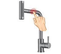 XJTNLB Grifo con Sensor Grifo Fregadero Extensible Gris Pistola | Mezclador Monomando para Fregadero con Sensor Táctil y Ducha