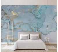 XLMING Abstracto Azul Dorado Tinta China Imitación Mármol Papel Pintado 3D Seda De Lujo Pared Estudio Comedor Sofa Dormitorio Madera Salon Tv Decorativo-200cm×140cm