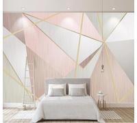 XLMING Abstracto Creativo Geométrico Rosa Triángulo Papel Pintado 3D Seda De Lujo Pared Estudio Comedor Sofa Dormitorio Madera Salon Tv Decorativo-250cm×170cm