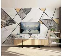 XLMING Abstracto Geométrico Líneas Imitación De Mármol Motivos 3D Papel Pintado Lujo Casa Sala Decoración Estar Comedor Sofá Dormitorio TV Fondo de Pared-430cm×300cm