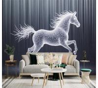 XLMING Abstracto Tridimensional Caballo Luminoso Partículas Claras Rayas 3D Papel Pintado Pared Premium Textura Seda Estudio Comedor Vinilos Dormitorio Sofás TV Cocina-350cm×256cm
