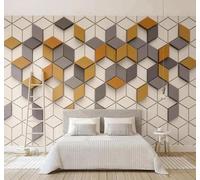 XLMING Abstracto Tridimensional Geométrico Motivos Arte 3D Papel Pintado Lujo Casa Sala Decoración Estar Comedor Sofá Dormitorio TV Fondo de Pared-300cm×210cm