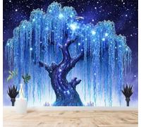 XLMING Belleza Fantasía Árbol Azul Cielo Estrellado Universo 3D Papel Pintado Tapiz Textura de Seda Oficina Comedor Sofá Dormitorio Sala Estar TV Fondo Pantalla-150cm×105cm