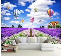 XLMING Belleza Mar De Flores Globo Aerostático Cielo Paisaje 3D Papel Pintado Tapiz Textura de Seda Oficina Comedor Sofá Dormitorio Sala Estar TV Fondo Pantalla-350cm×256cm