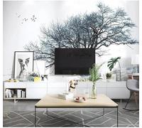 XLMING Blanco Y Negro Tinta China Dibujado A Mano Árboles Paisajes 3D Papel Pintado Tapiz Textura de Seda Oficina Comedor Sofá Dormitorio Sala Estar TV Fondo Pantalla-250cm×170cm