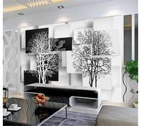 XLMING Creativo Blanco Y Negro Geométrico Árbol Grande Arte 3D Papel Pintado Tapiz Textura de Seda Oficina Comedor Sofá Dormitorio Sala Estar TV Fondo Pantalla-250cm×170cm