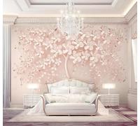 XLMING Creativo Lujoso Rosa Flores Árboles Papel Pintado 3D Seda De Lujo Pared Estudio Comedor Sofa Dormitorio Madera Salon Tv Decorativo-250cm×170cm