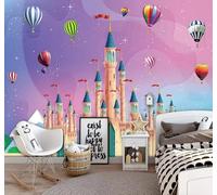 XLMING Dibujos Animados Estético Fantasía Castillo Globo Aerostático 3D Papel Pintado Lujo Casa Sala Decoración Estar Comedor Sofá Dormitorio TV Fondo de Pared-250cm×170cm
