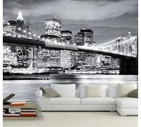 XLMING Grande En Blanco Y Negro Arquitectura Urbana Puentes Vistas Nocturnas 3D Papel Pintado Tapiz Textura de Seda Oficina Comedor Sofá Dormitorio Sala Estar TV Fondo Pantalla-250cm×170cm